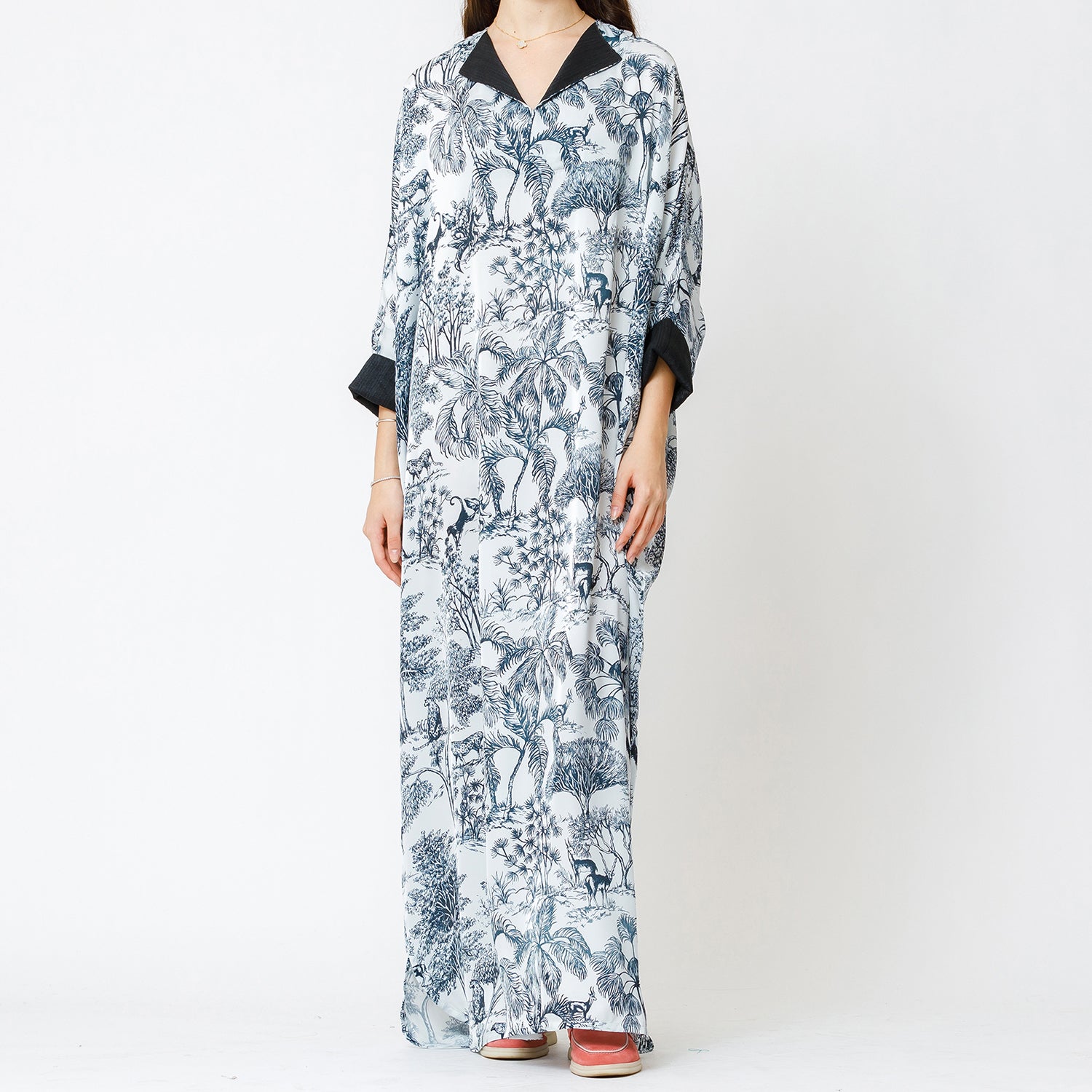 Amethyst - Tropical Print Satin Kaftan