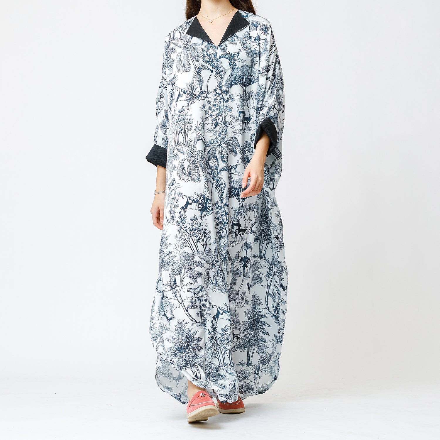Amethyst - Tropical Print Satin Kaftan