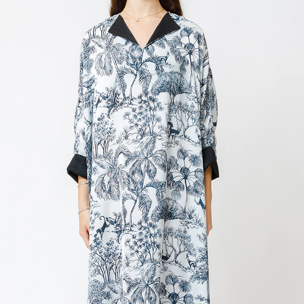 Amethyst - Tropical Print Satin Kaftan