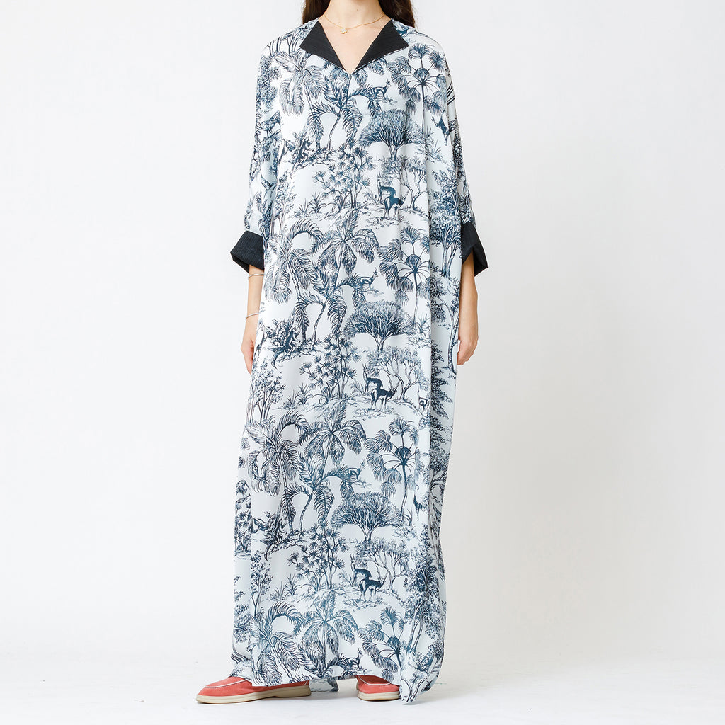 Amethyst - Tropical Print Satin Kaftan