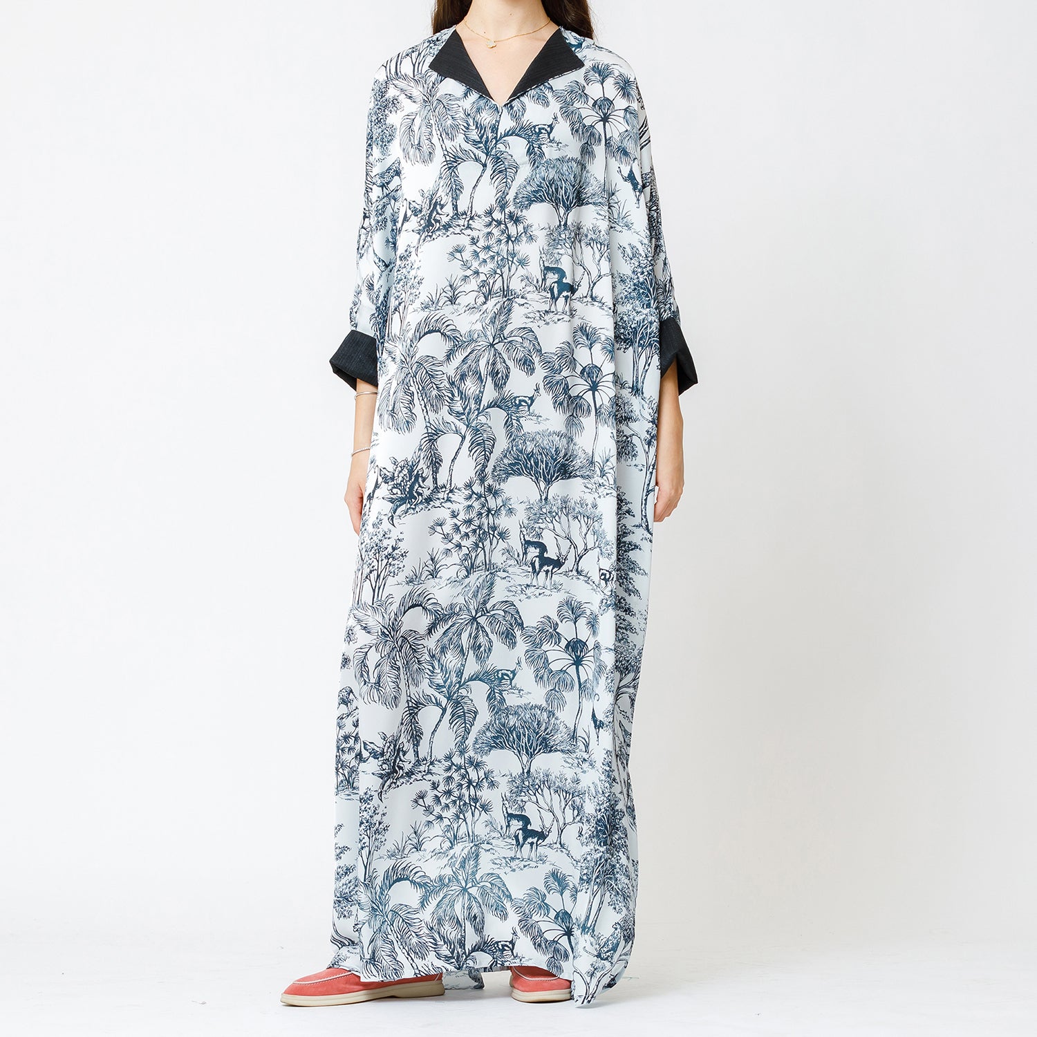 Amethyst - Tropical Print Satin Kaftan