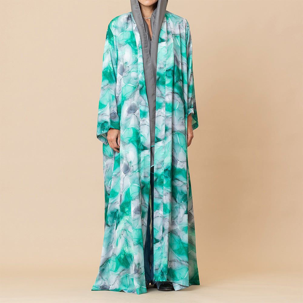 Saturn - Watercolor Printed Crepe Abaya