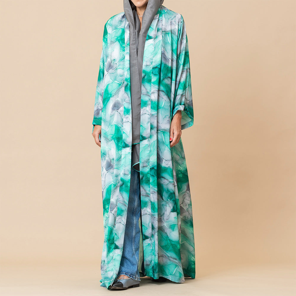 Saturn - Watercolor Printed Crepe Abaya