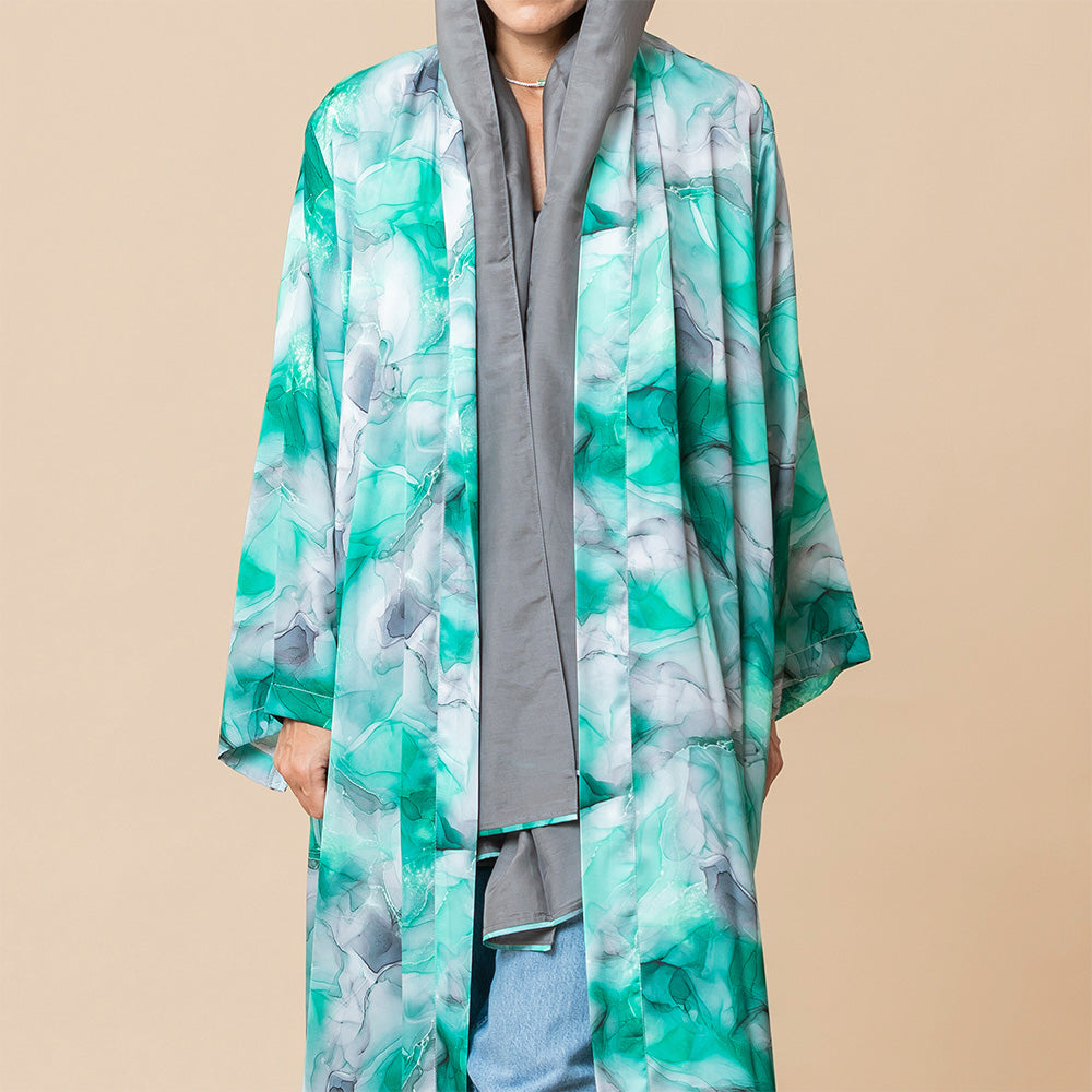Saturn - Watercolor Printed Crepe Abaya