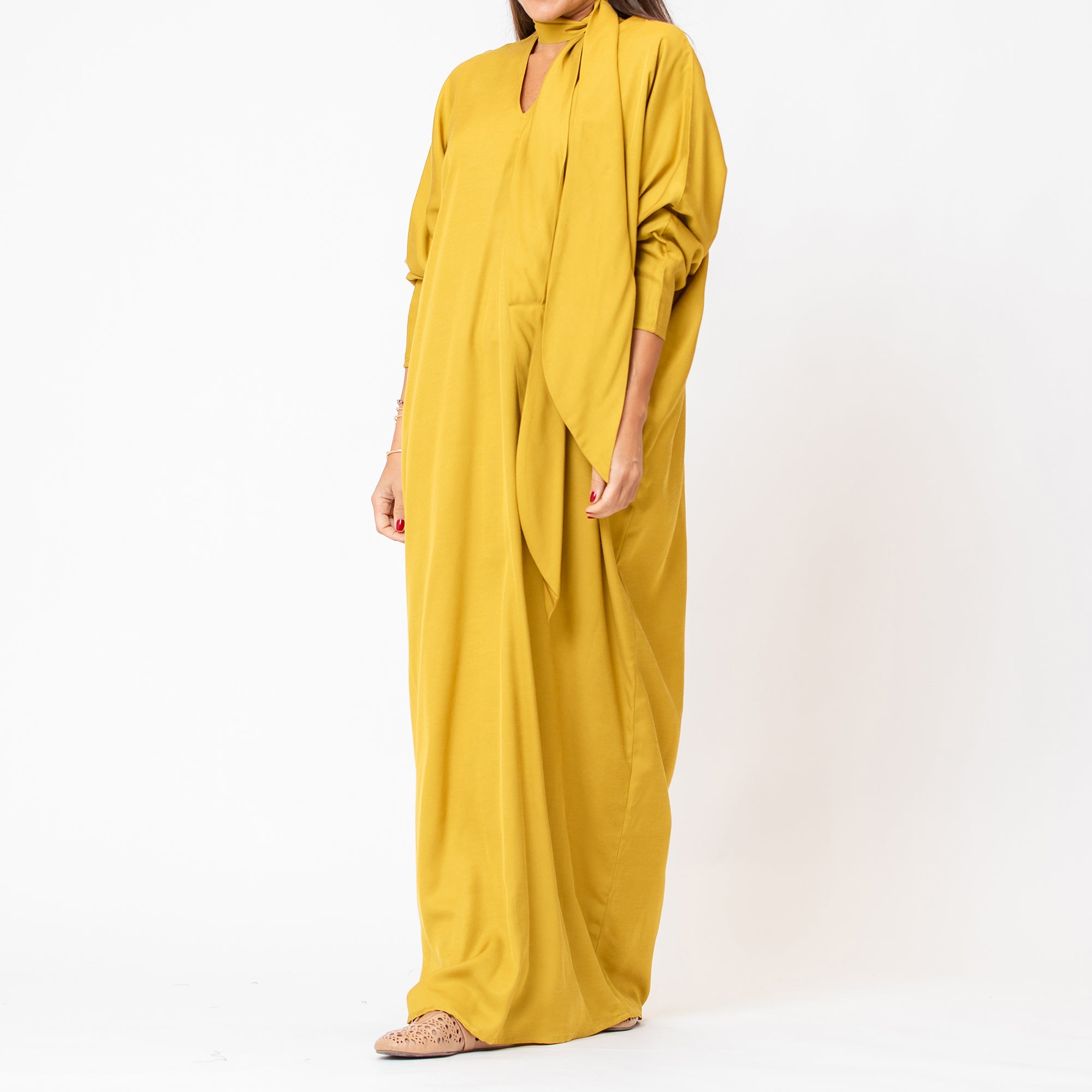 Lunar - Cupro Kaftan with Neck Tie