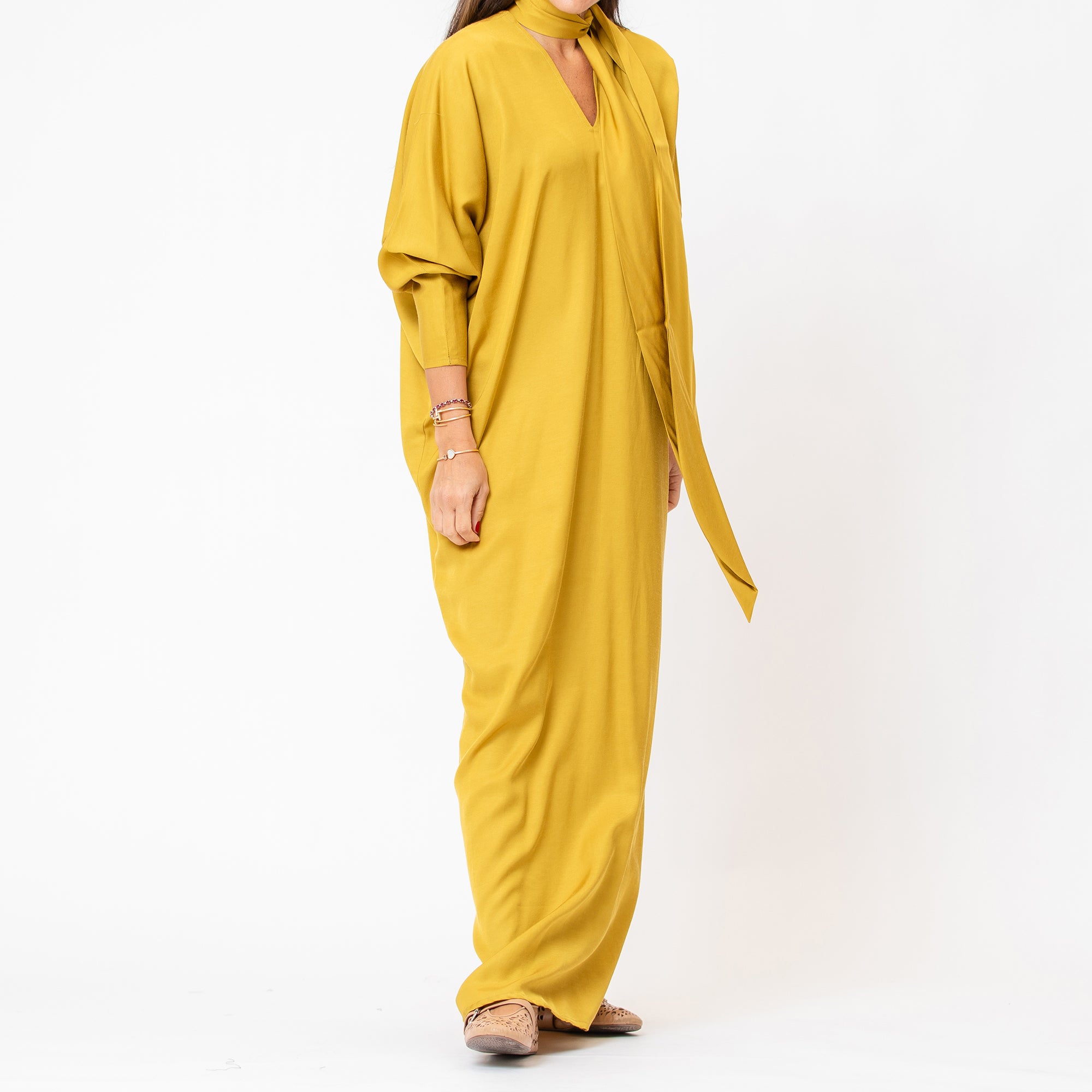 Lunar - Cupro Kaftan with Neck Tie