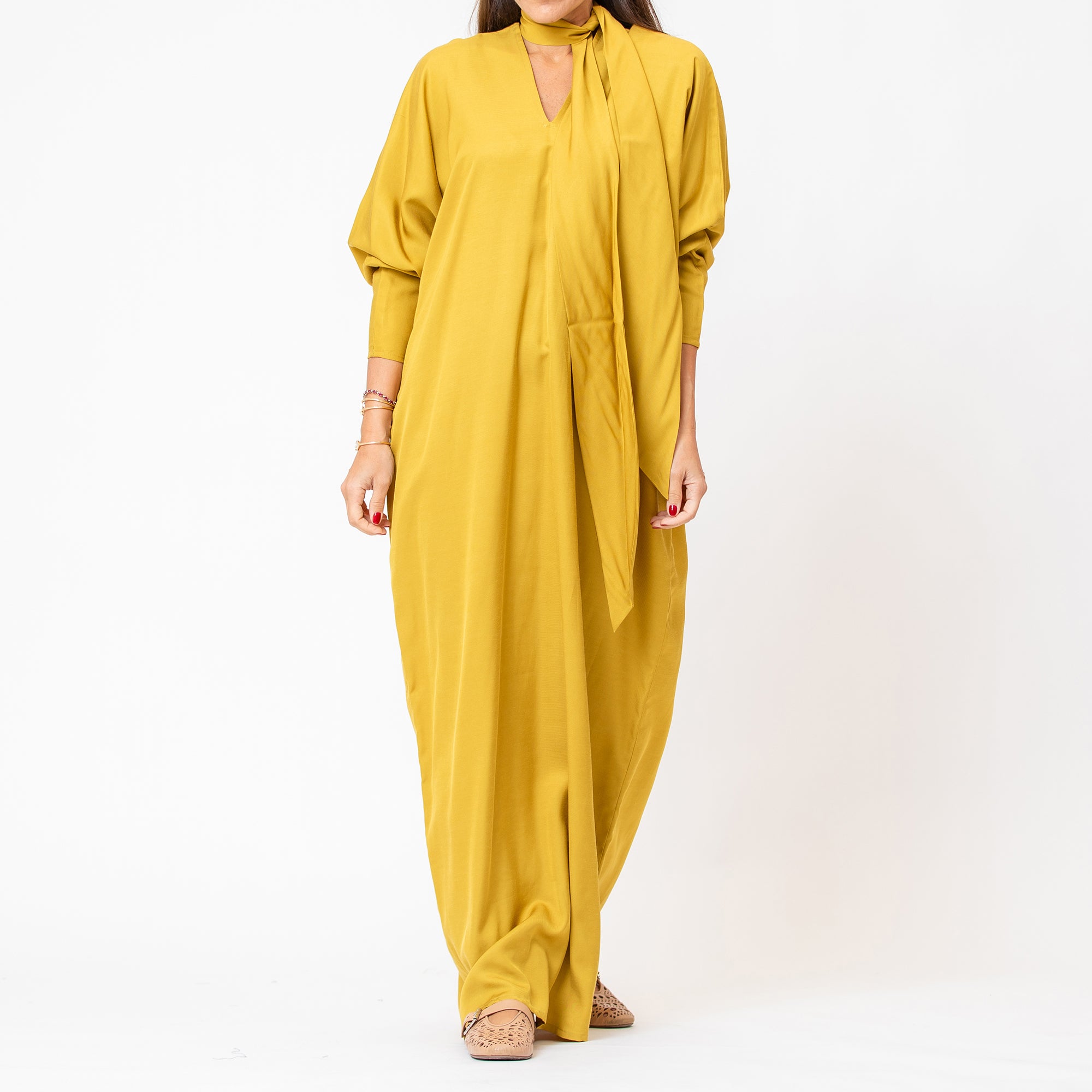 Lunar - Cupro Kaftan with Neck Tie