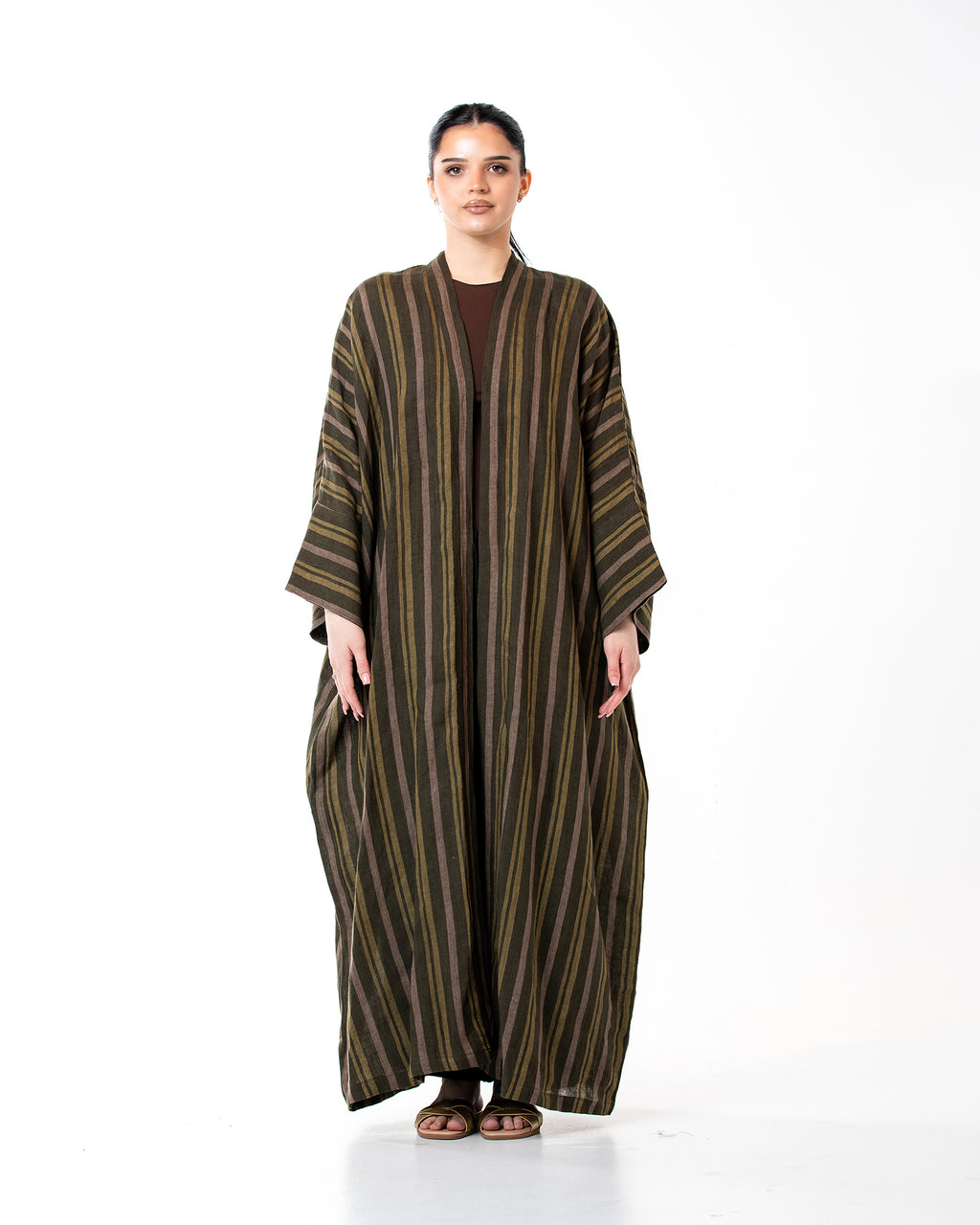 Antalya Striped – Woven Linen Kaftan Abaya