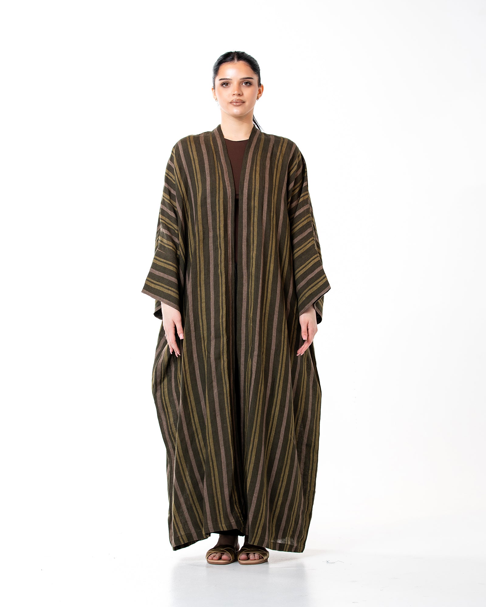 Antalya Striped – Woven Linen Kaftan Abaya