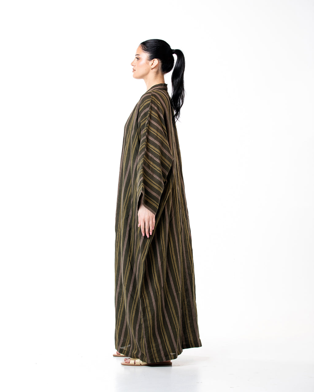 Antalya Striped – Woven Linen Kaftan Abaya