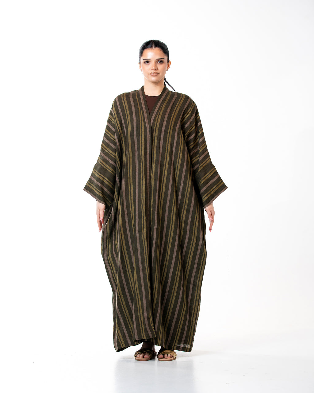 Antalya Striped – Woven Linen Kaftan Abaya