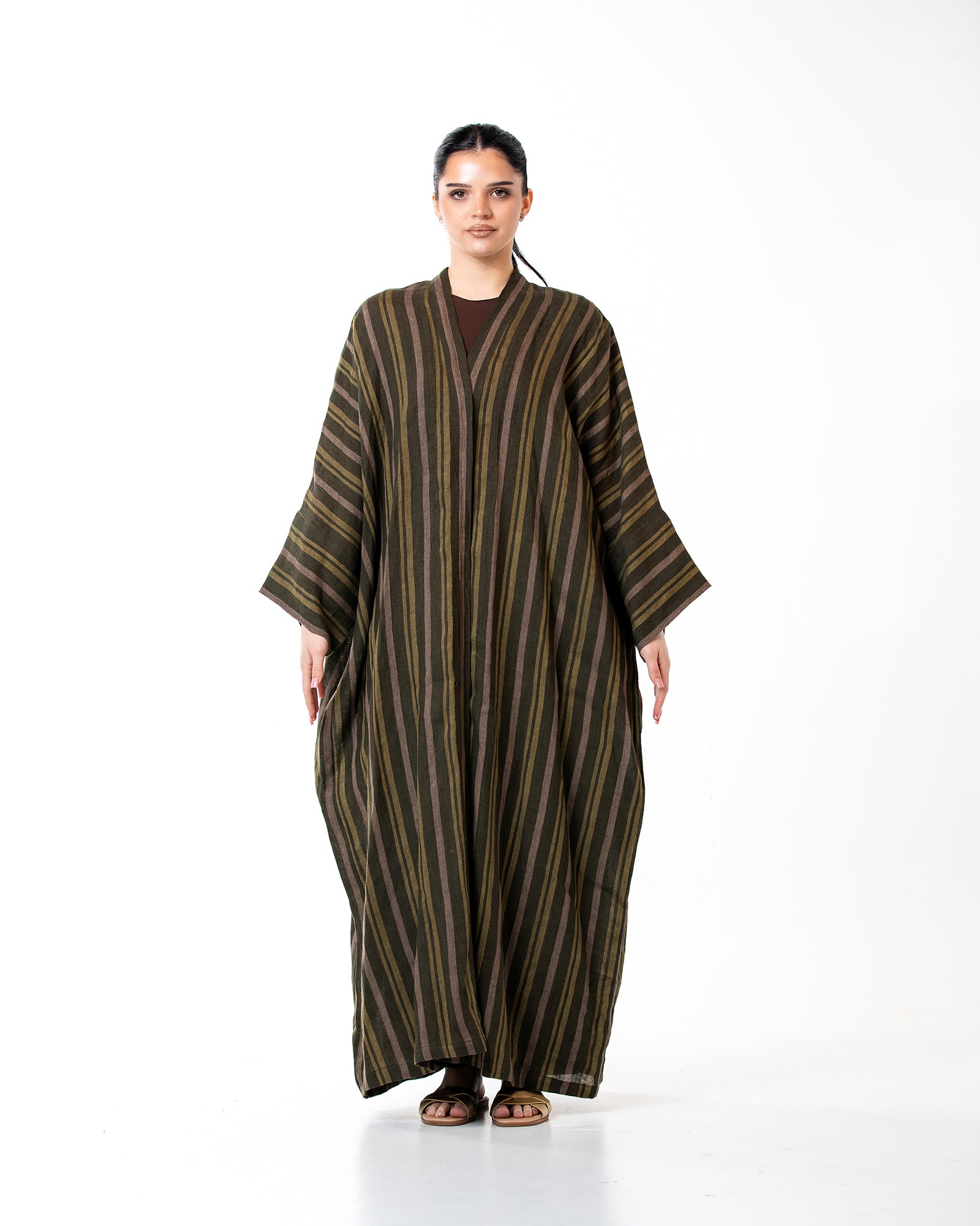 Antalya Striped – Woven Linen Kaftan Abaya