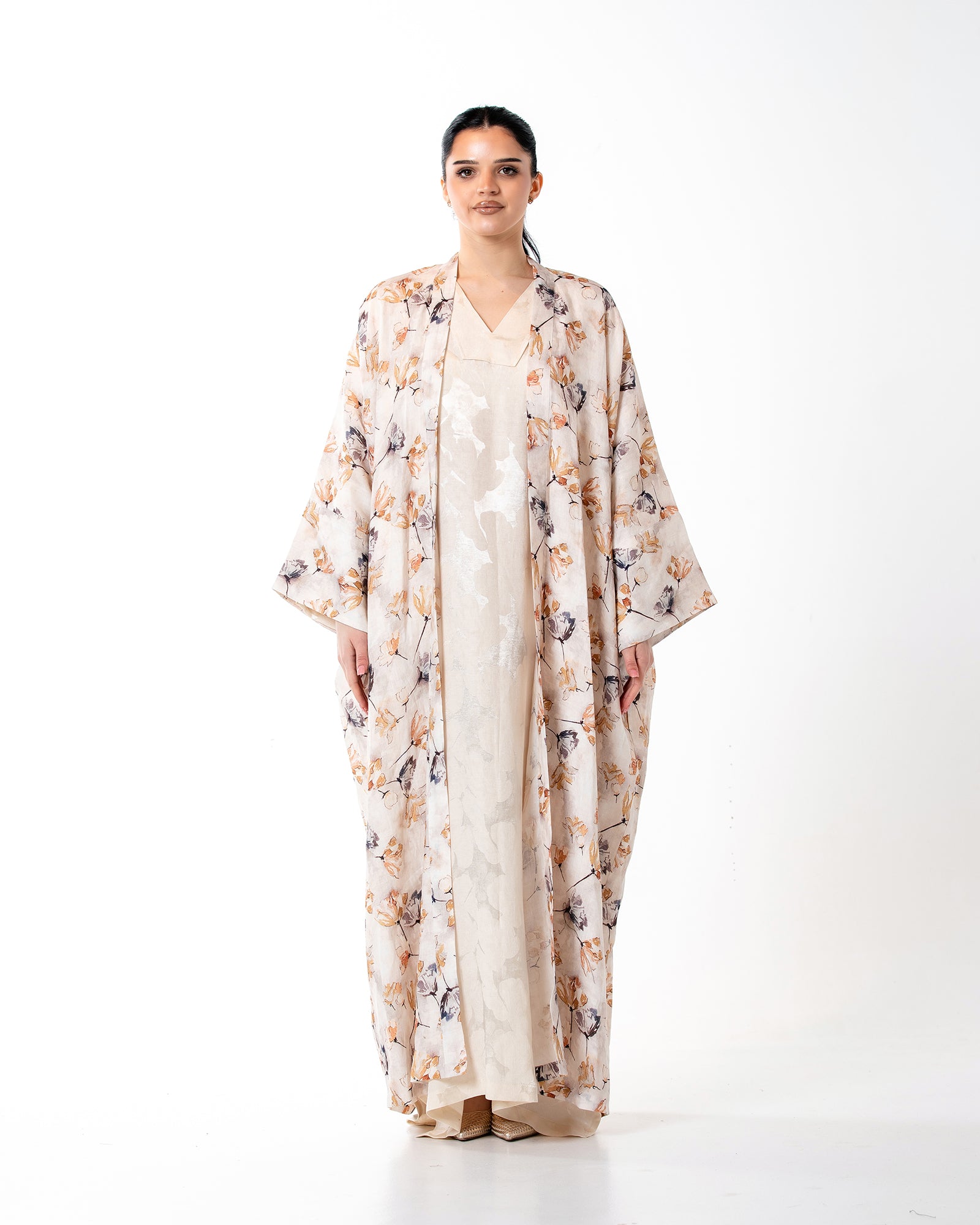 Dusk – Printed Linen Kaftan Abaya