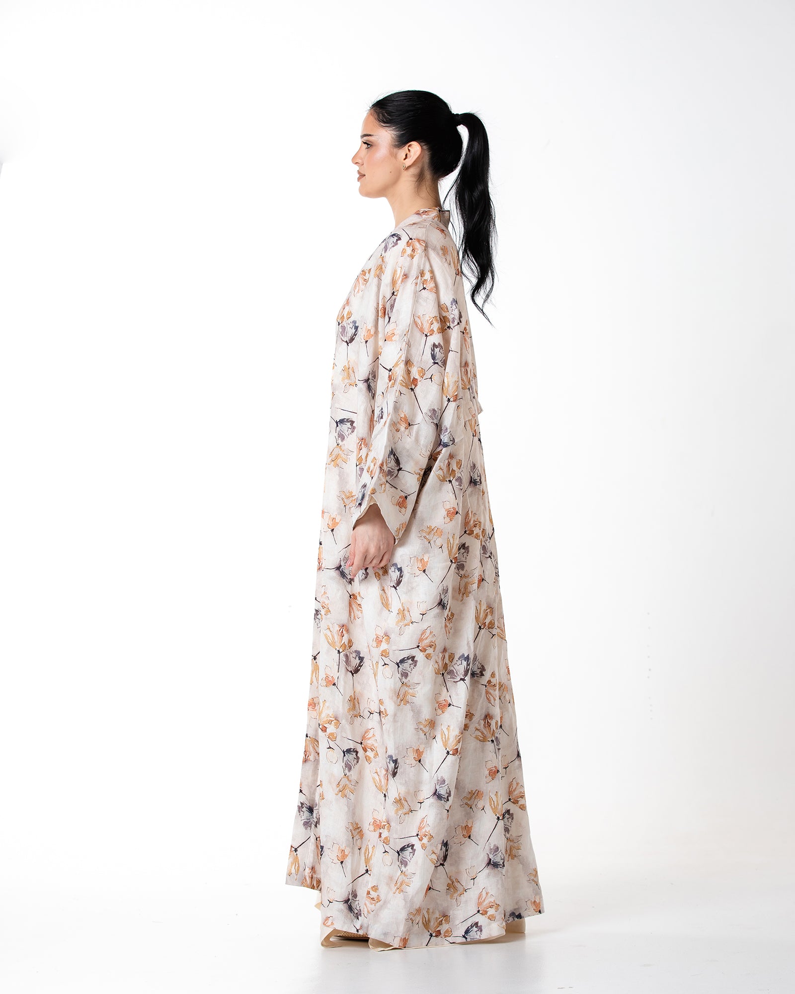 Dusk – Printed Linen Kaftan Abaya