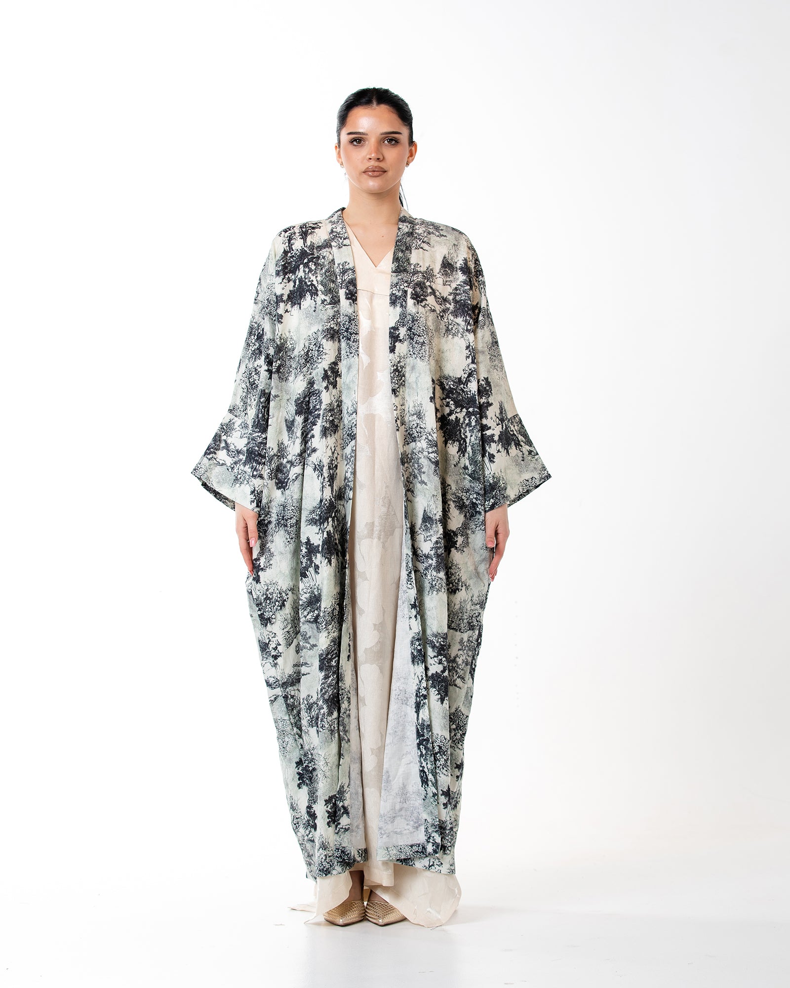 Dusk – Printed Linen Kaftan Abaya