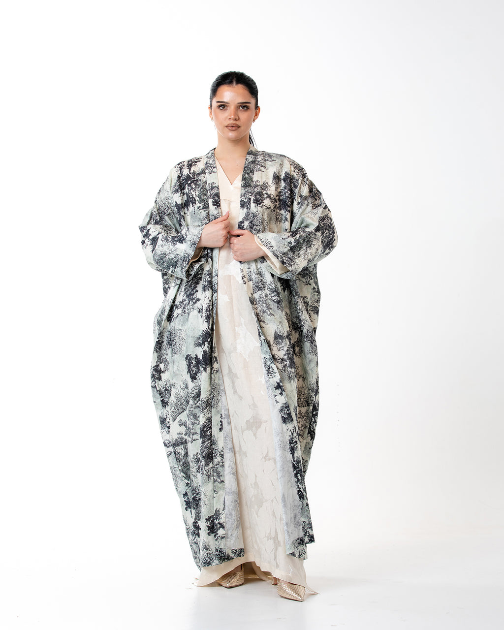 Dusk – Printed Linen Kaftan Abaya