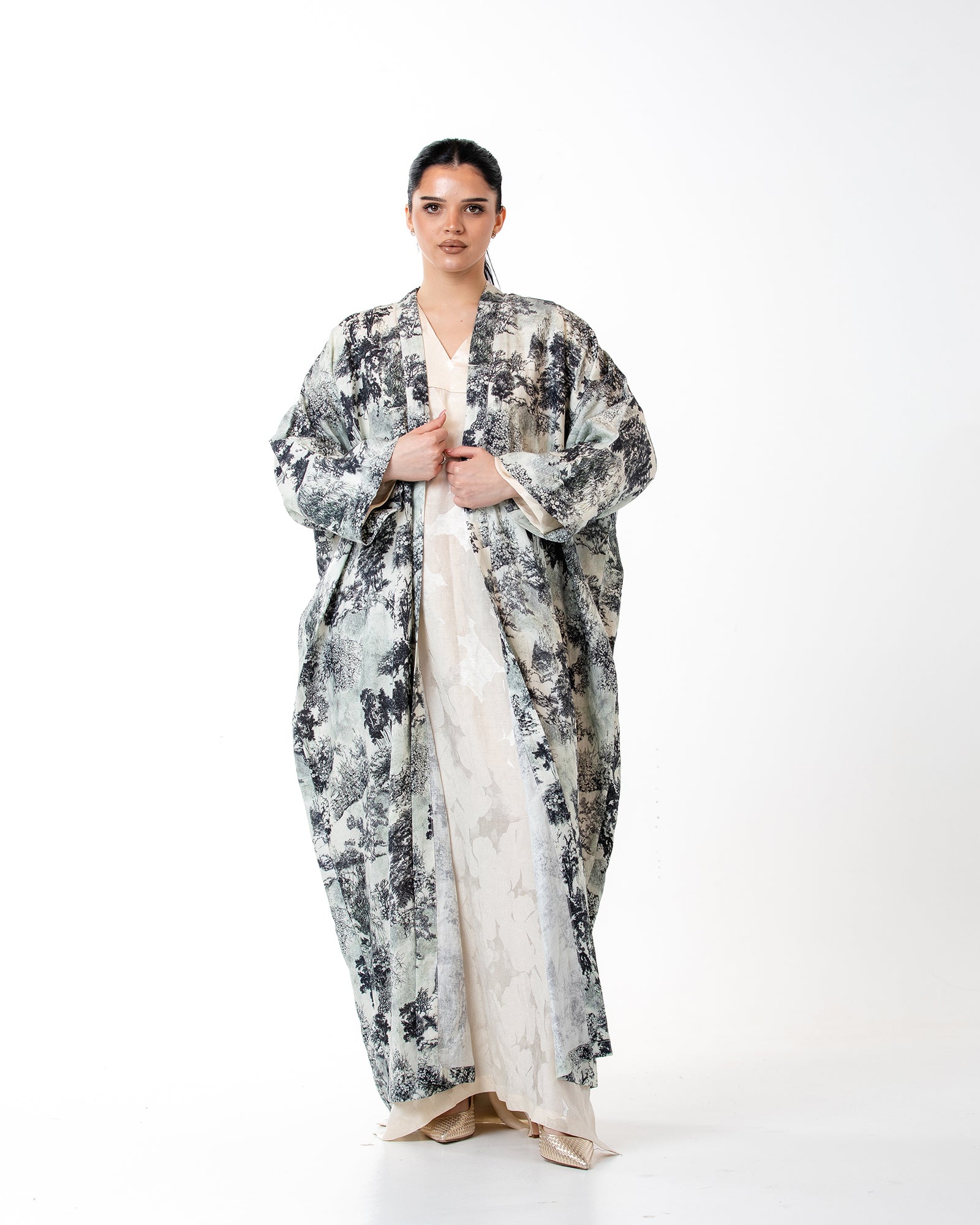 Dusk – Printed Linen Kaftan Abaya