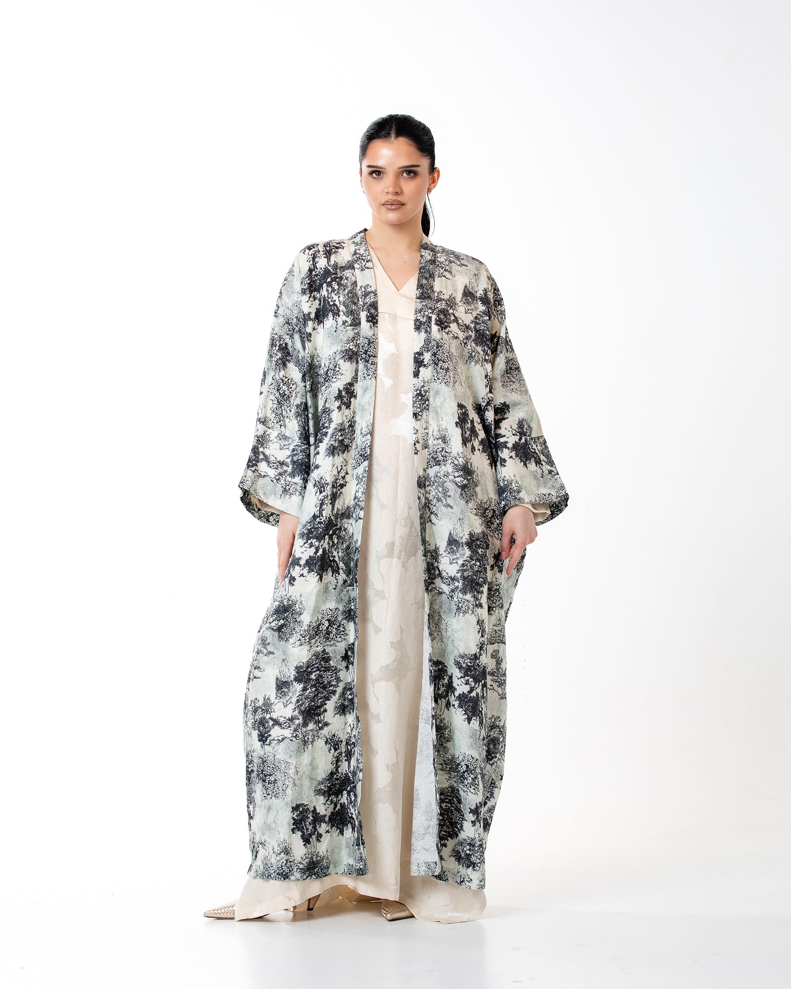 Dusk – Printed Linen Kaftan Abaya
