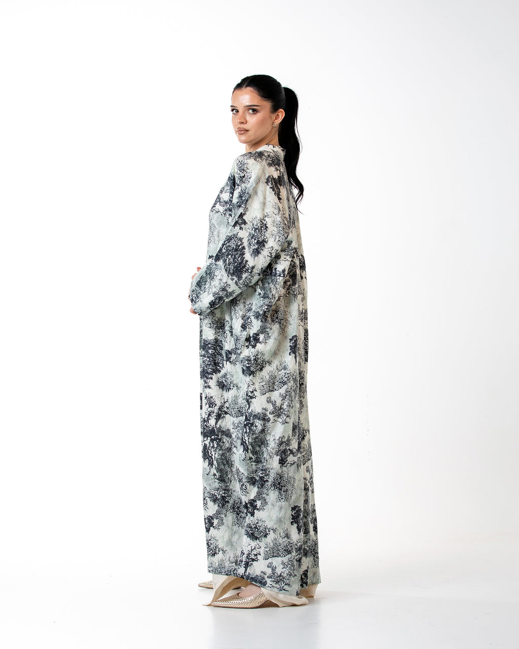 Dusk – Printed Linen Kaftan Abaya