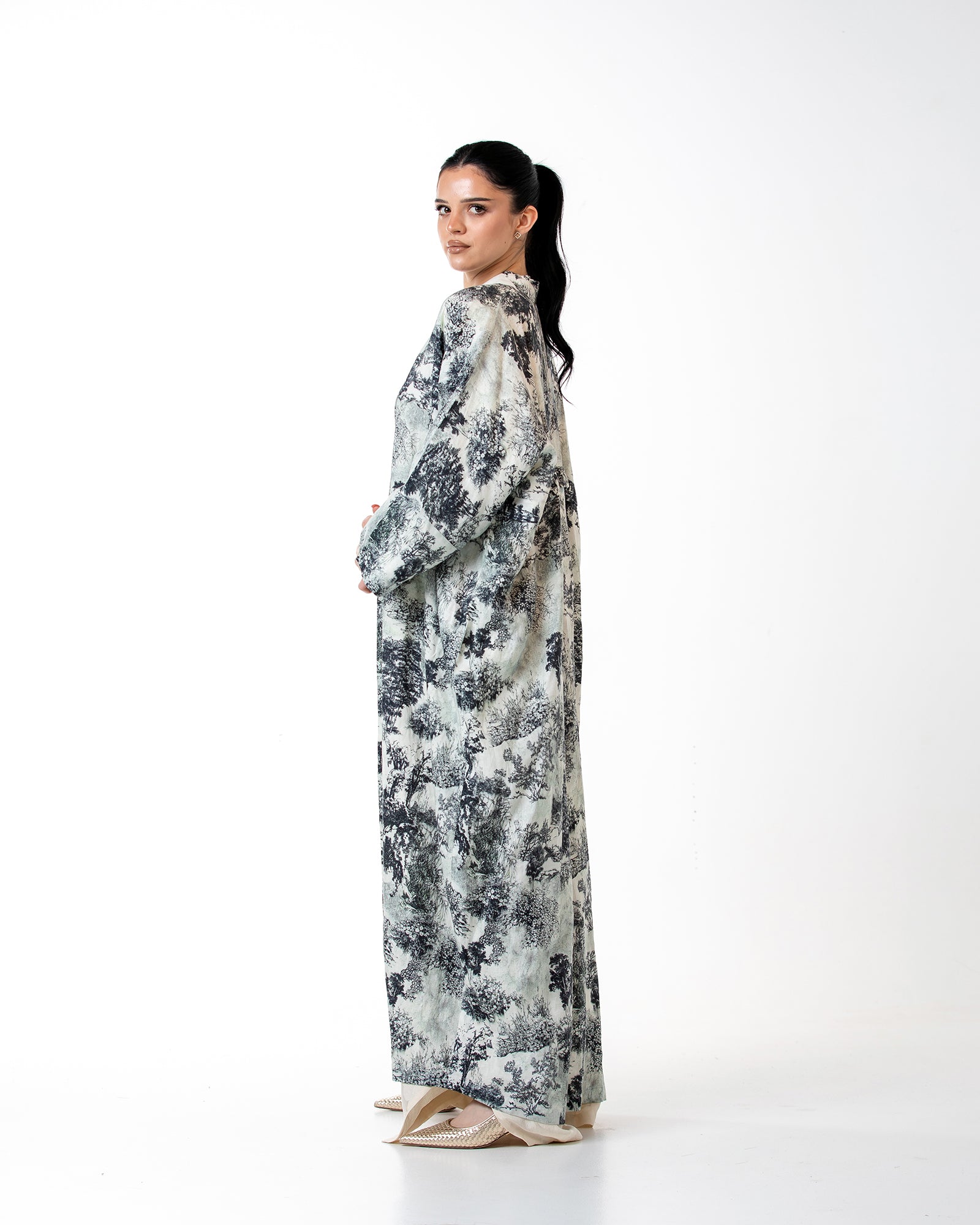 Dusk – Printed Linen Kaftan Abaya