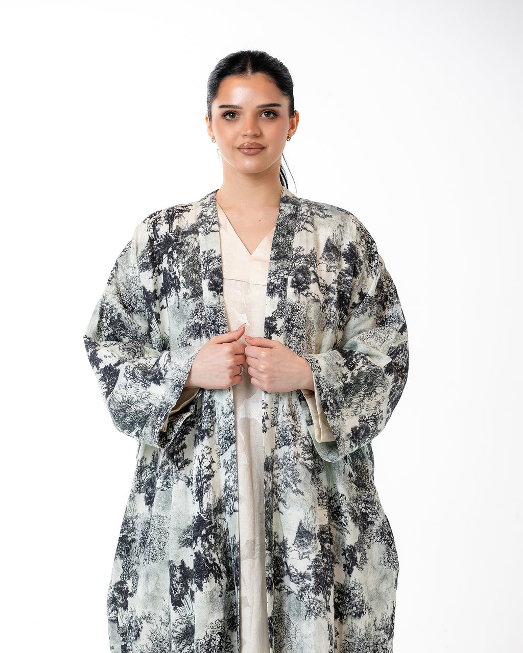 Dusk – Printed Linen Kaftan Abaya