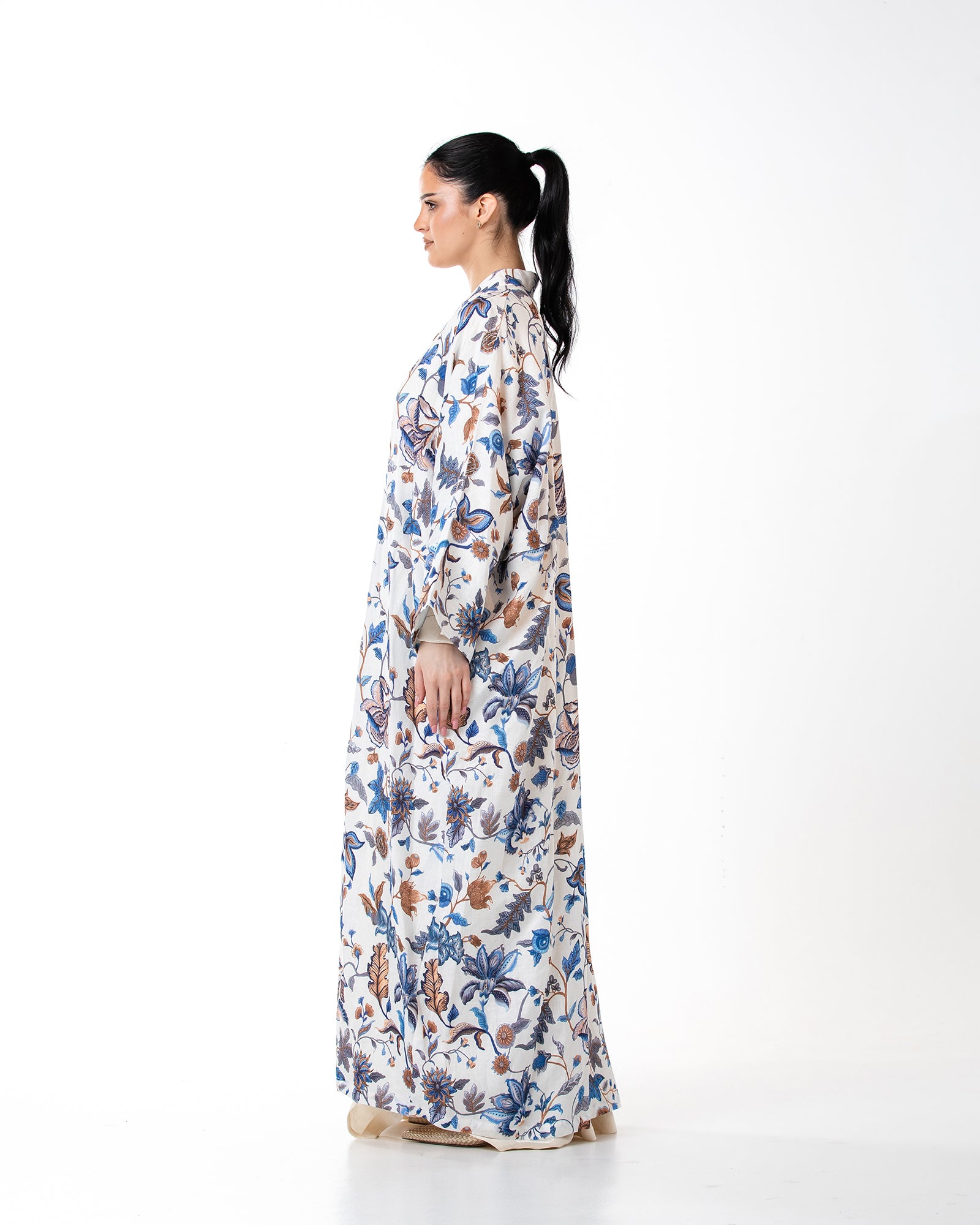 Dusk – Printed Linen Kaftan Abaya