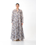 Sage – Printed Linen Asymmetrical Abaya