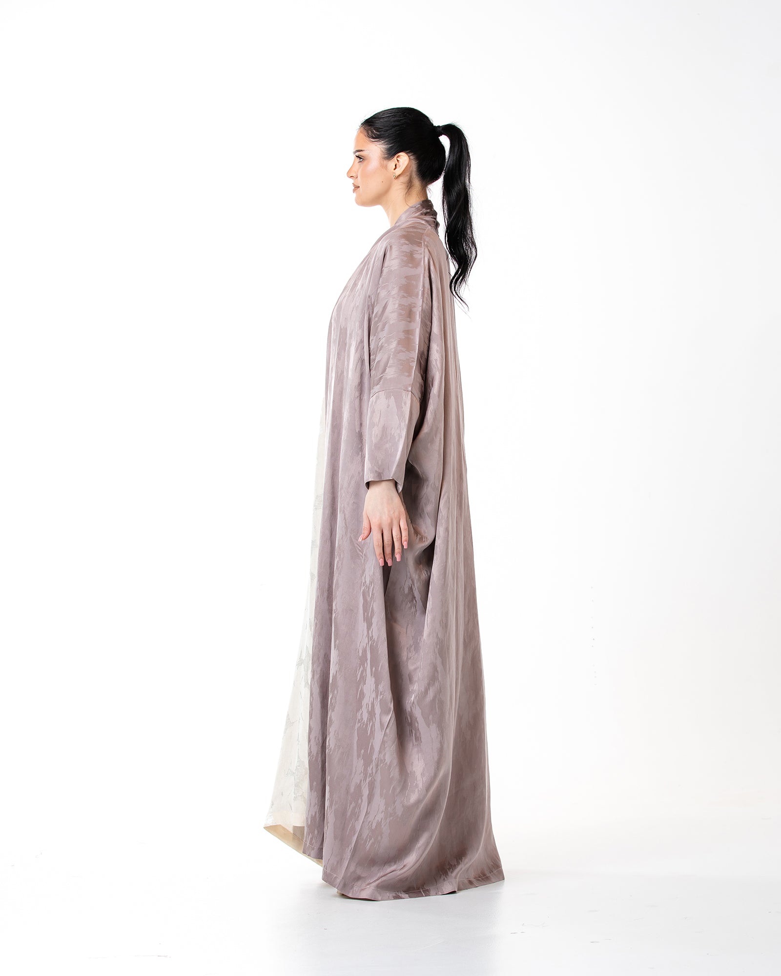 Allure 3.0 – Printed Washed Silk Bisht Abaya