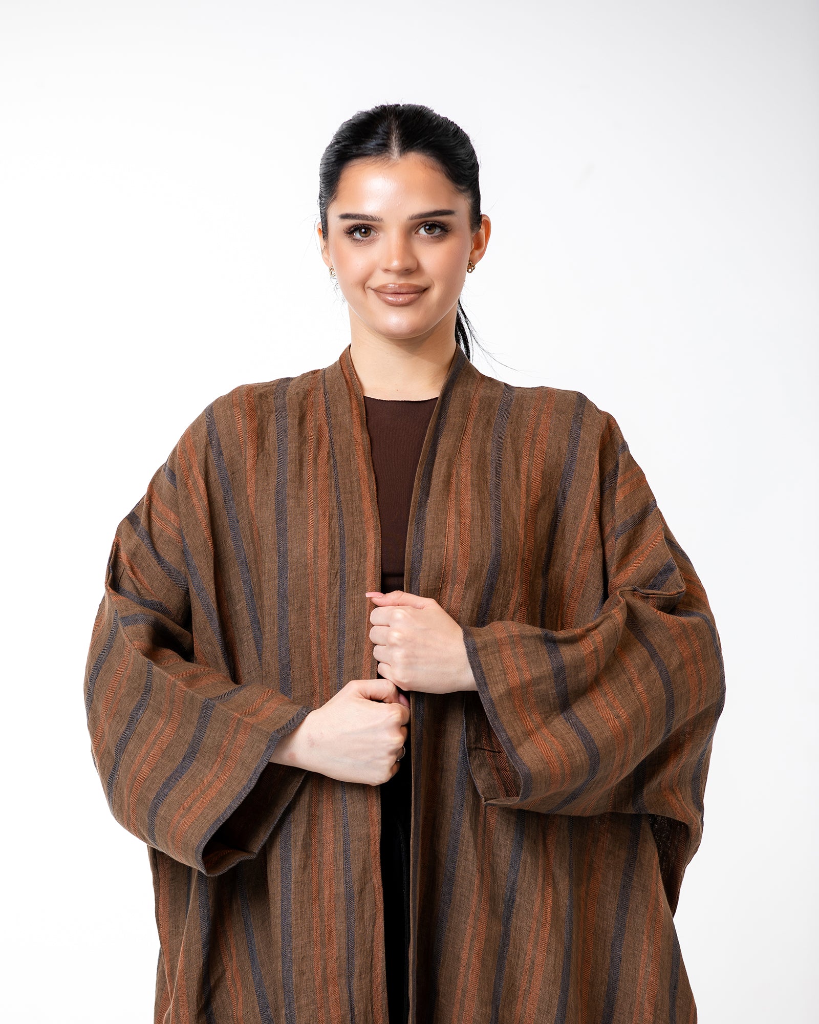 Antalya Striped – Woven Linen Kaftan Abaya