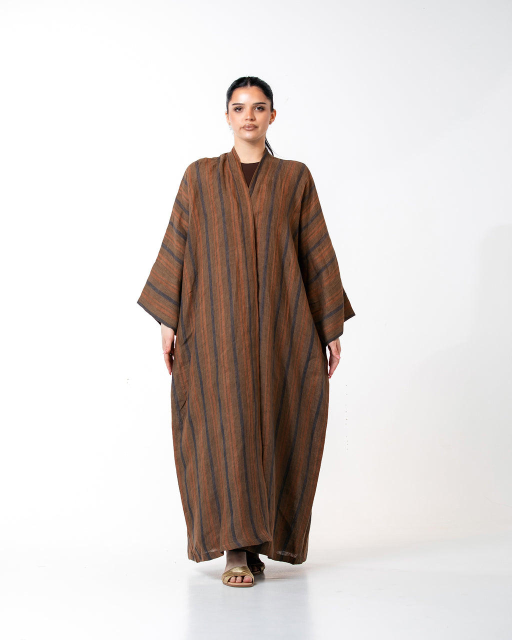 Antalya Striped – Woven Linen Kaftan Abaya