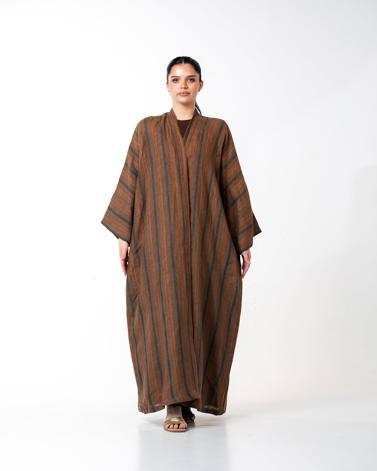 Antalya Striped – Woven Linen Kaftan Abaya