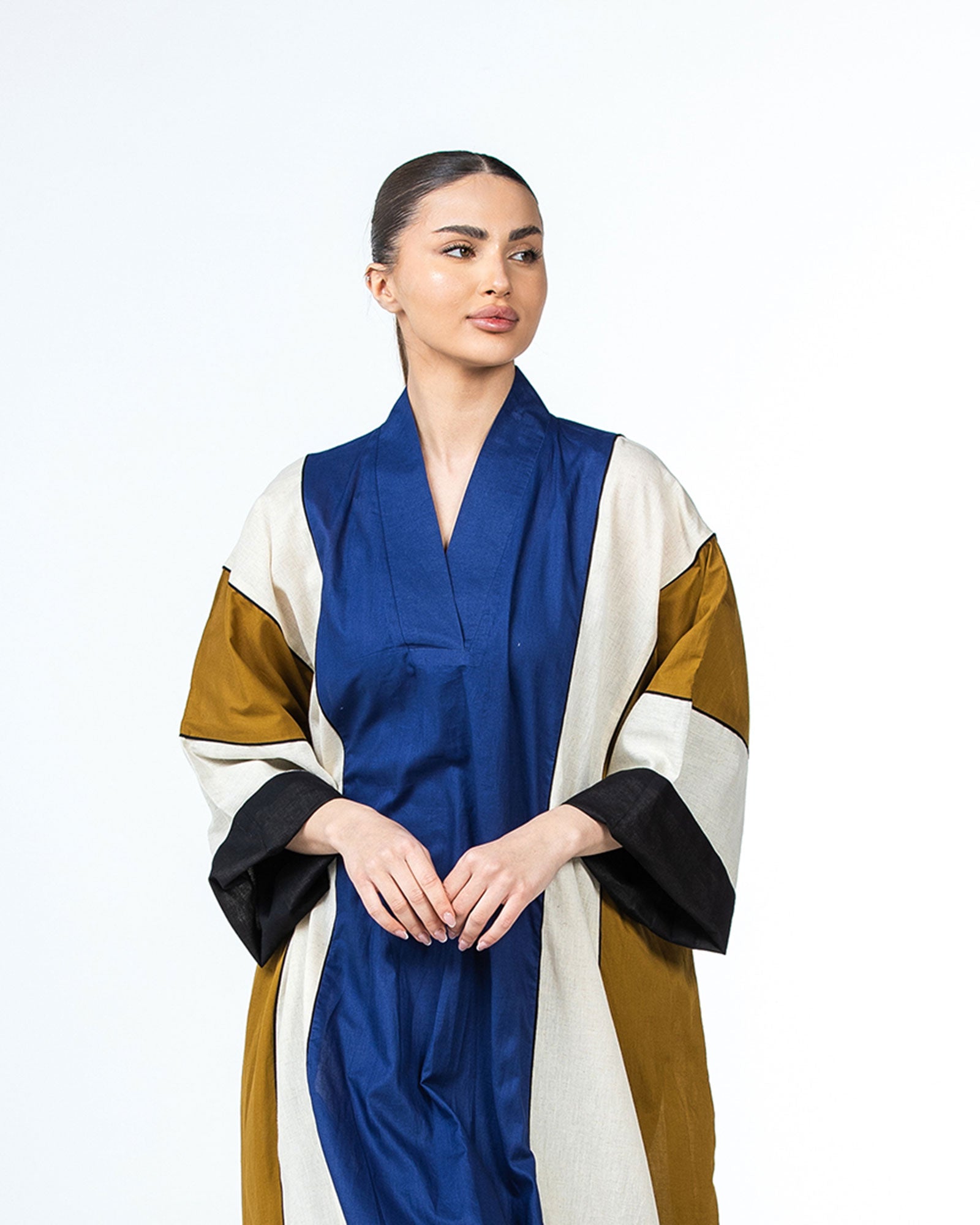  Aisha – Colorblock Cotton Flared Kaftan