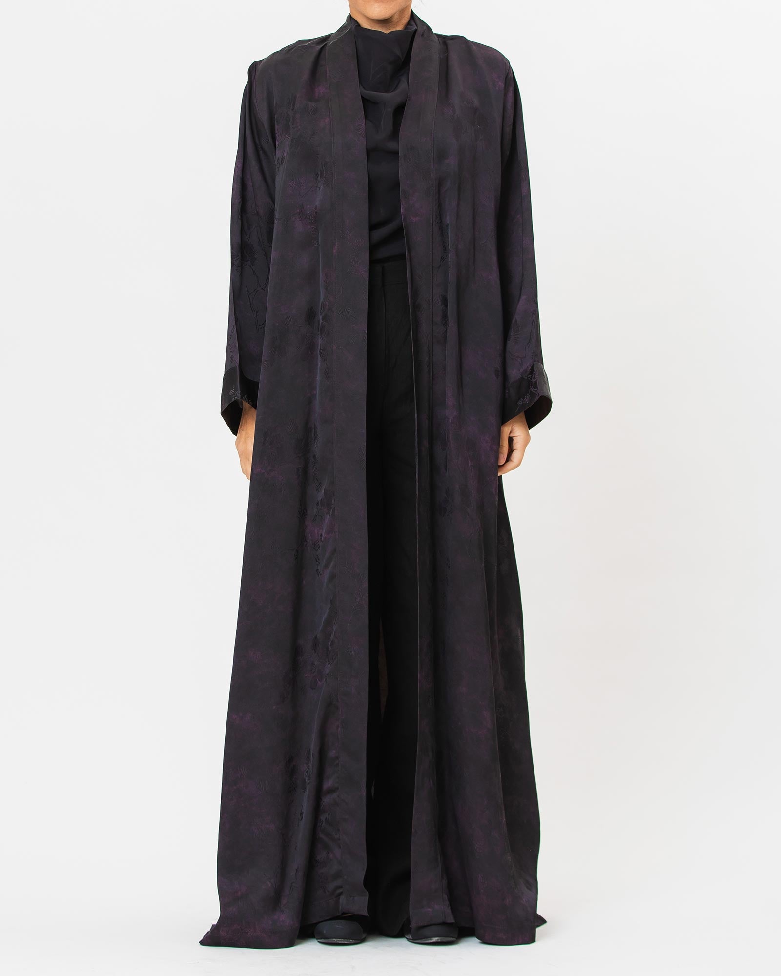 Brass Lux – Printed Silk Viscose Flared Abaya