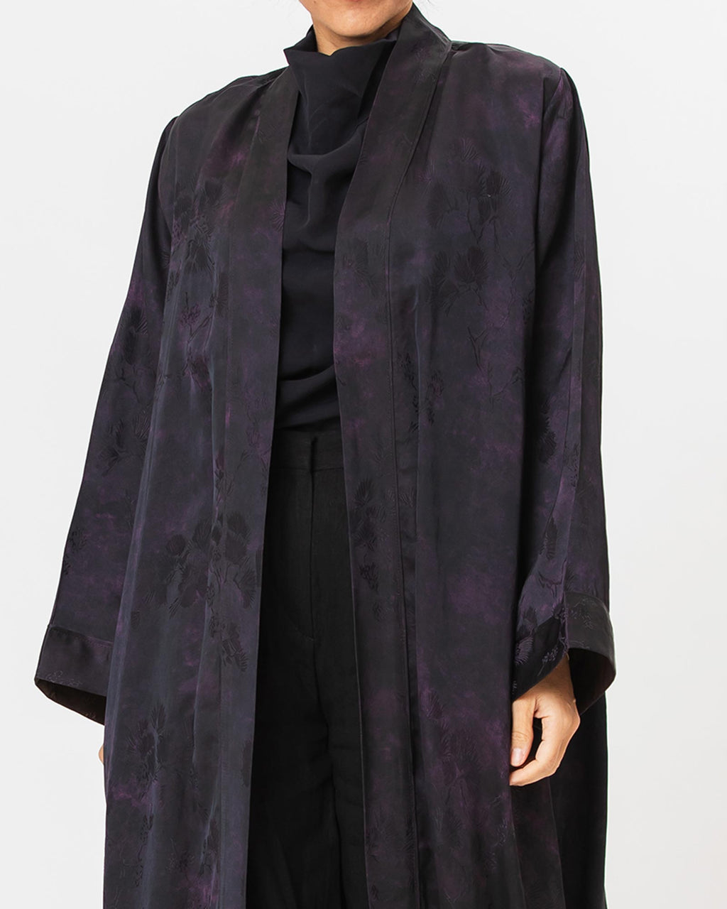 Brass Lux – Printed Silk Viscose Flared Abaya