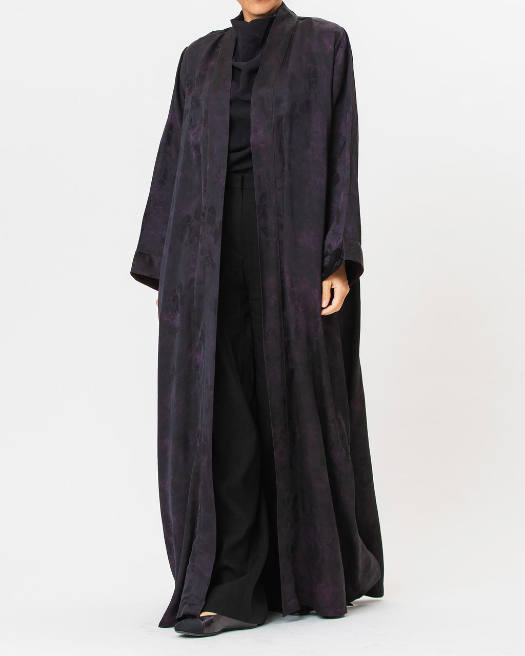 Brass Lux – Printed Silk Viscose Flared Abaya