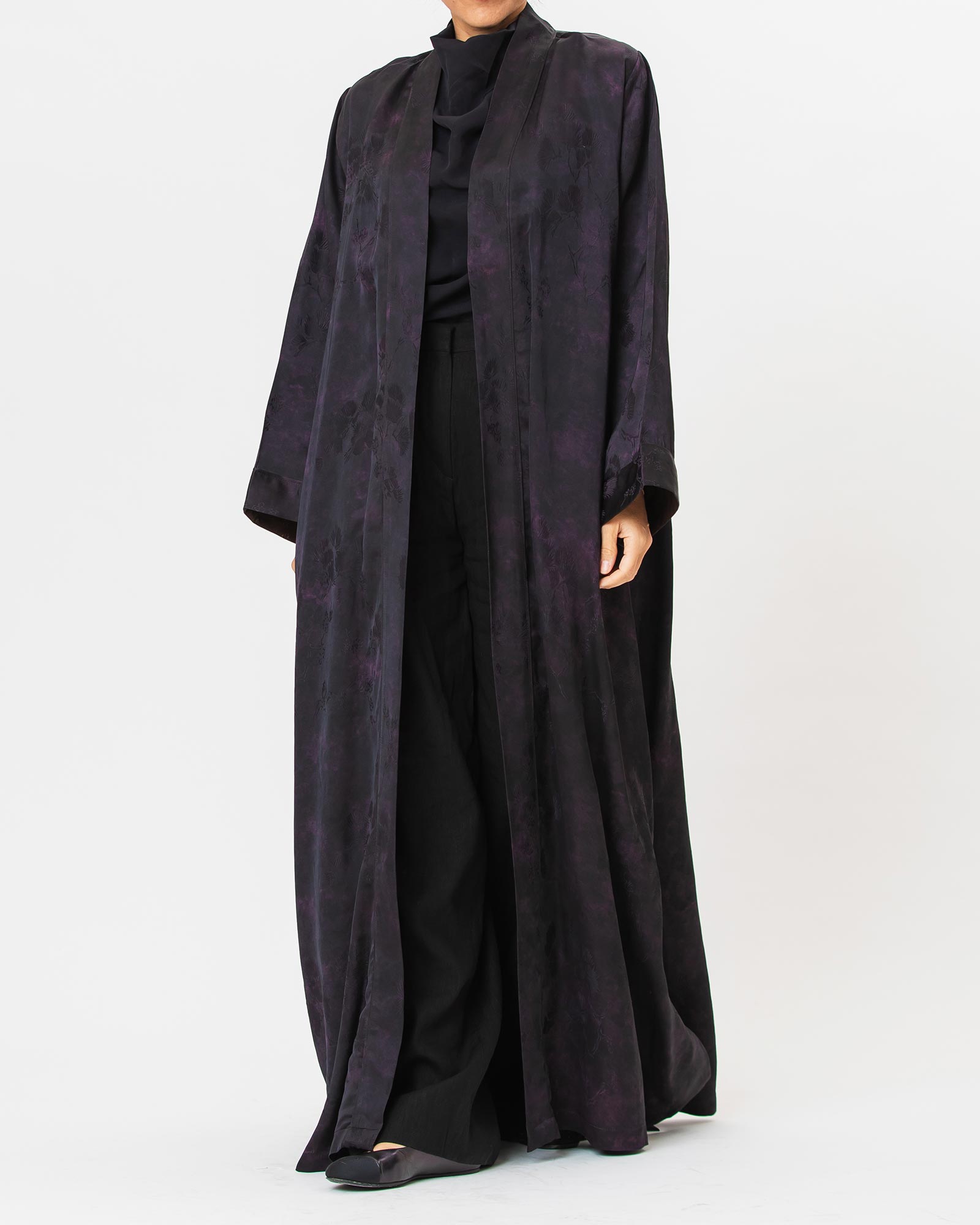 Brass Lux – Printed Silk Viscose Flared Abaya
