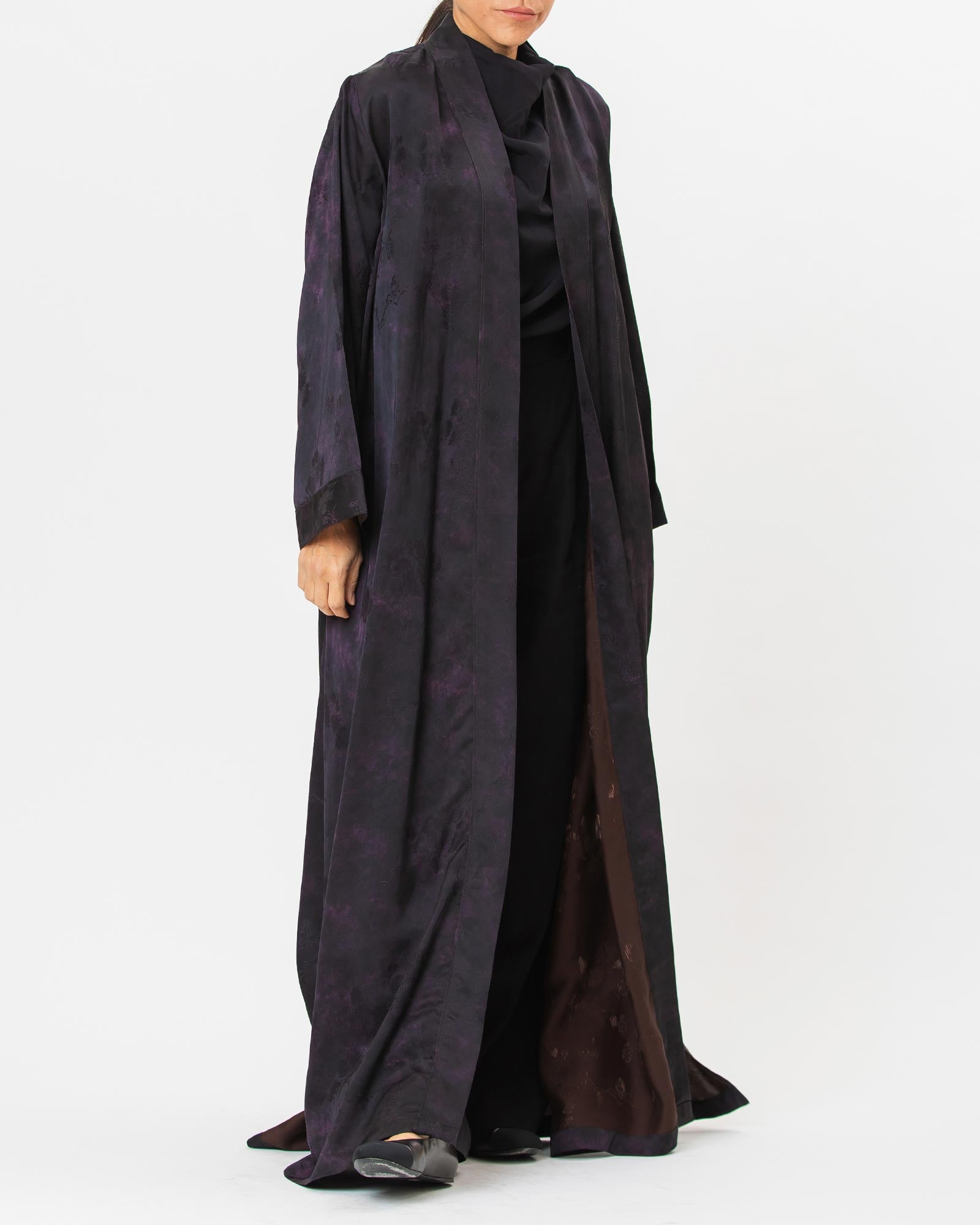 Brass Lux – Printed Silk Viscose Flared Abaya
