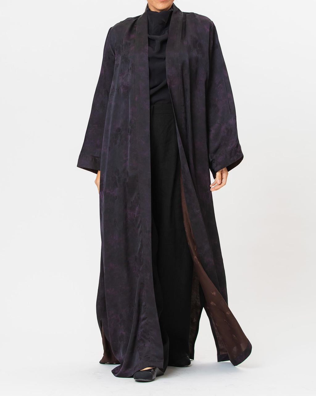 Brass Lux – Printed Silk Viscose Flared Abaya