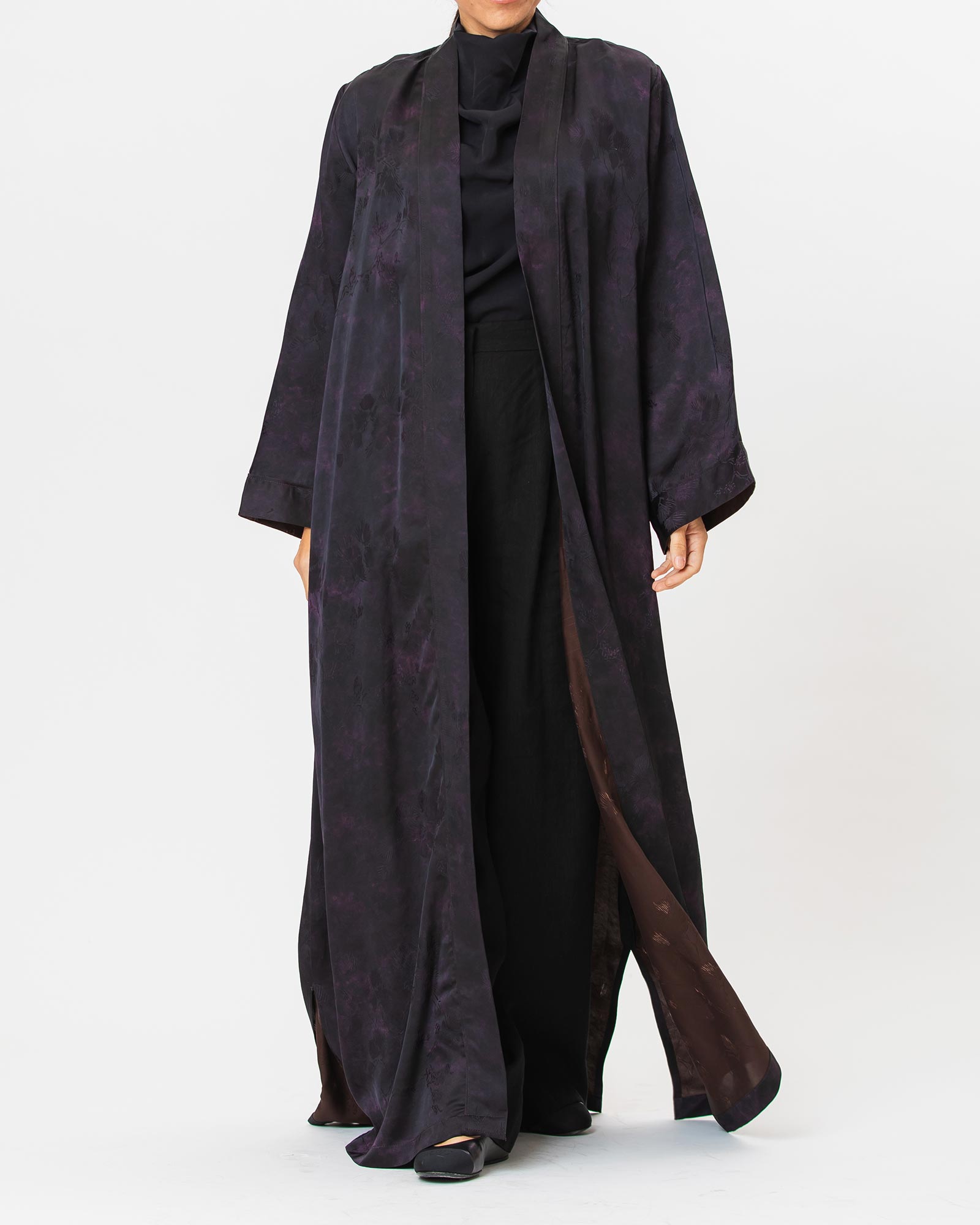 Brass Lux – Printed Silk Viscose Flared Abaya