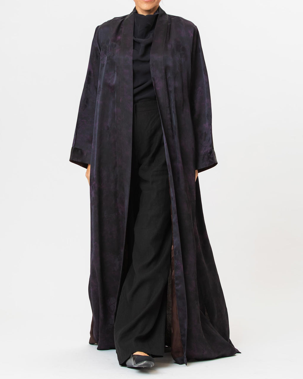 Brass Lux – Printed Silk Viscose Flared Abaya