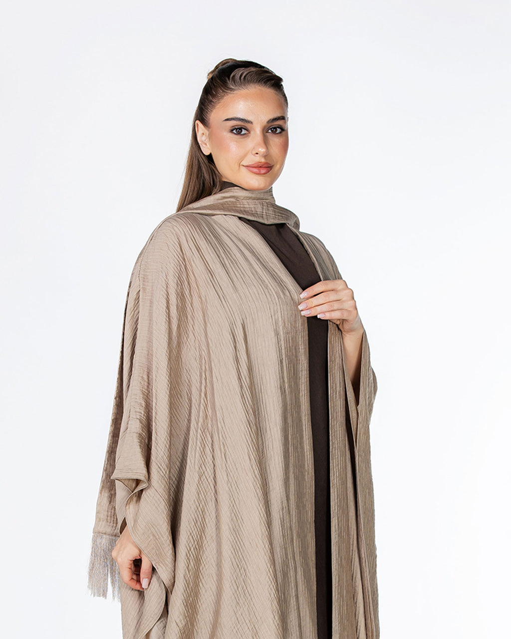 Starlight Lux – Silky Crinkle Bisht Kaftan