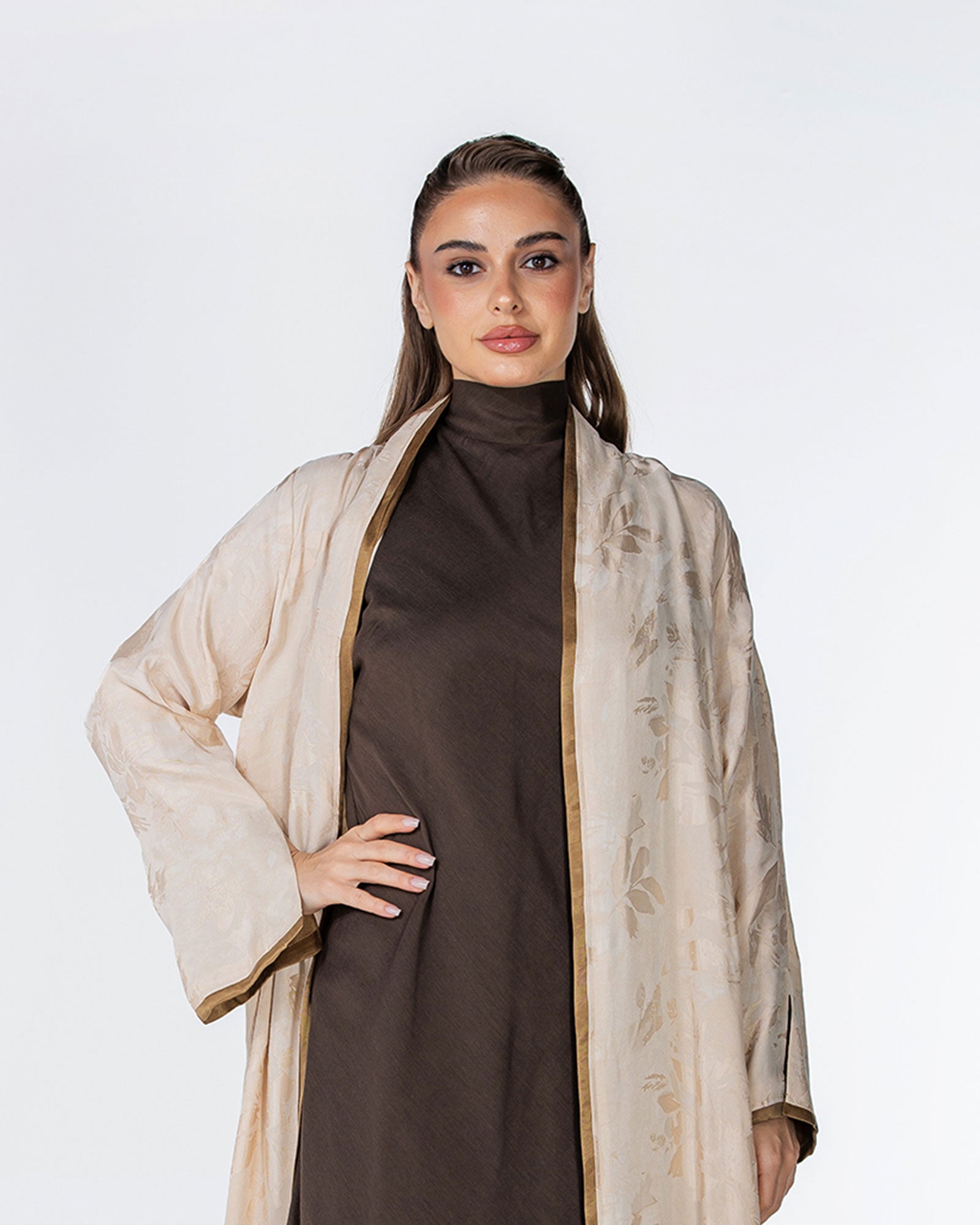 Raya – Printed Washed Silk Flared Abaya