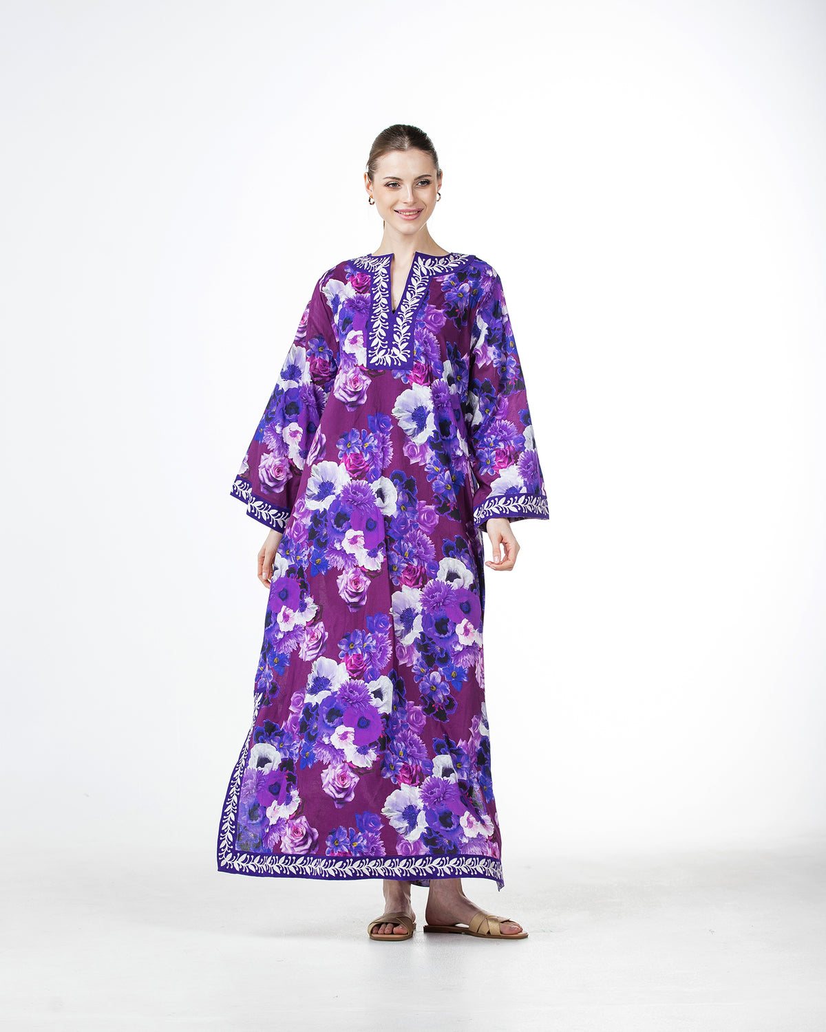  Marwa – Printed Cotton Embroidered Dress