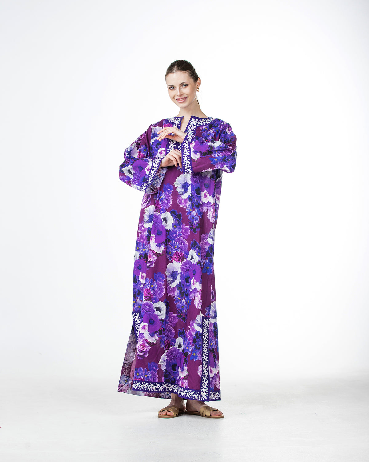 Marwa – Printed Cotton Embroidered Dress