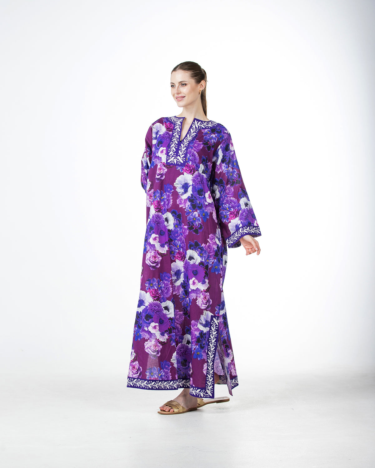  Marwa – Printed Cotton Embroidered Dress