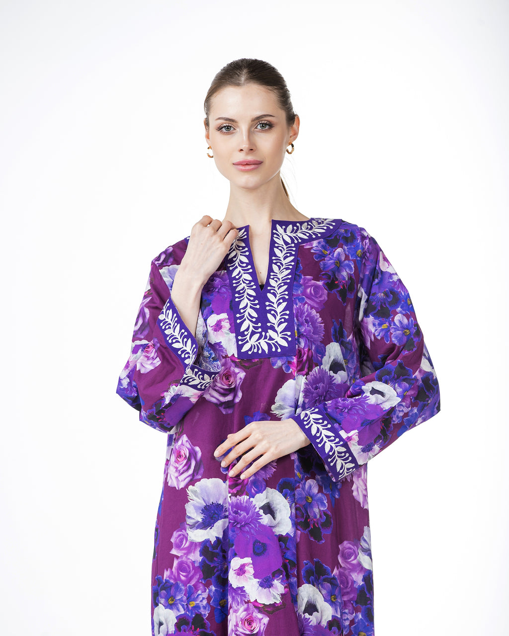  Marwa – Printed Cotton Embroidered Dress