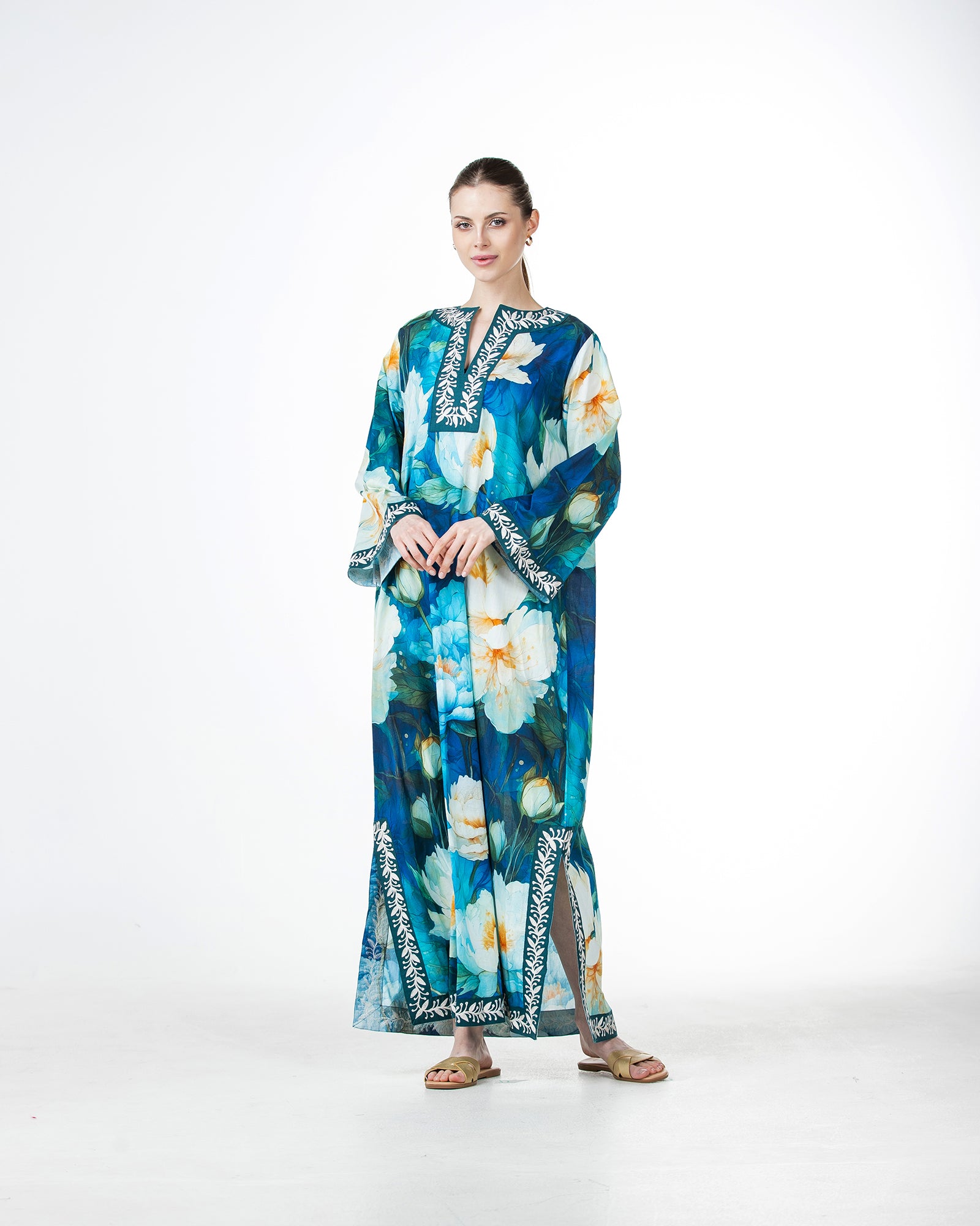  Marwa – Printed Cotton Embroidered Dress