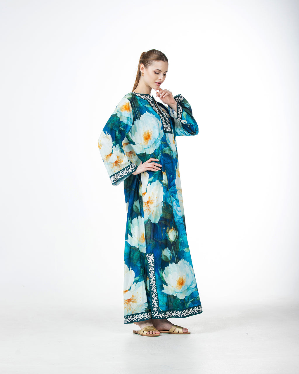  Marwa – Printed Cotton Embroidered Dress