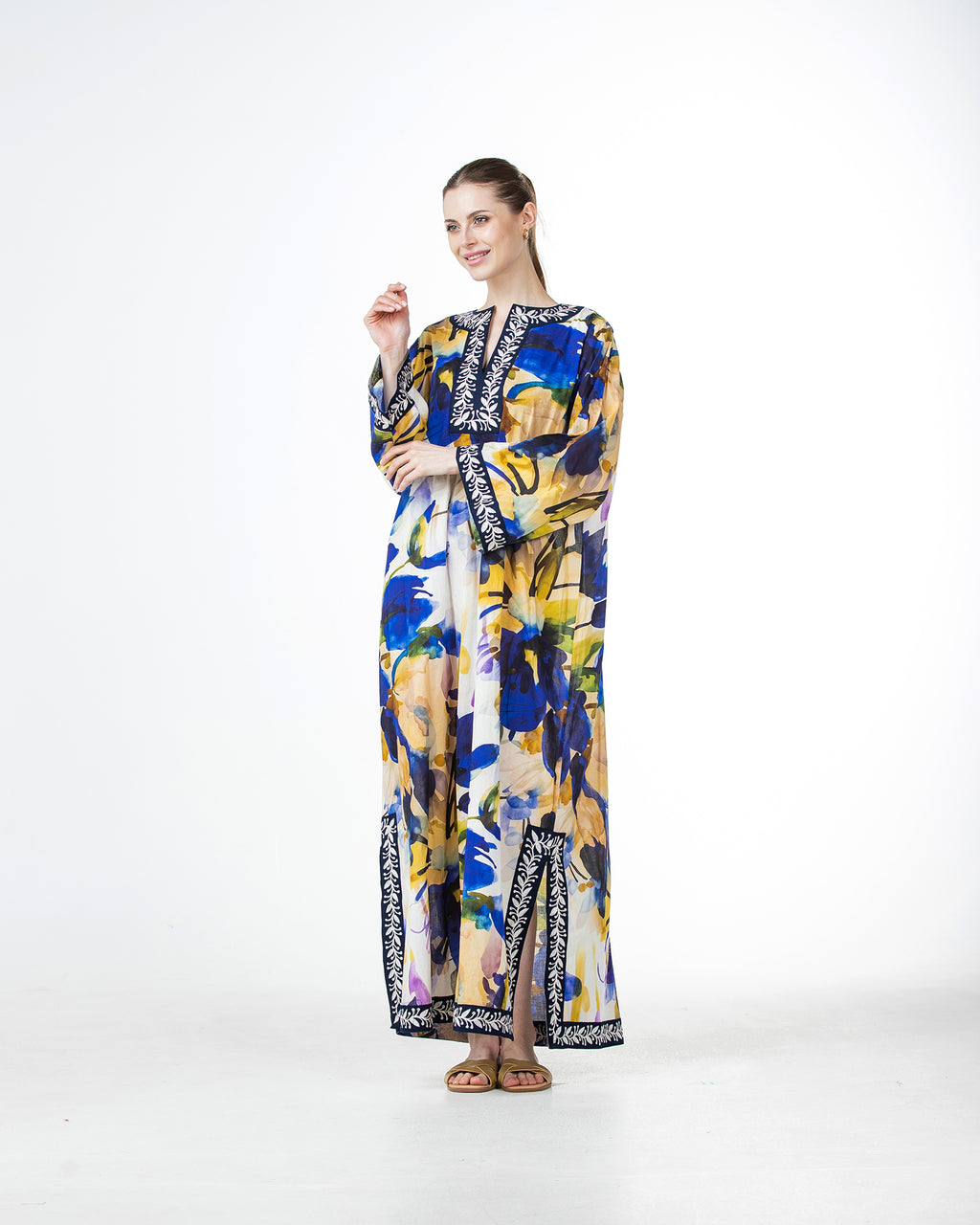  Marwa – Printed Cotton Embroidered Dress