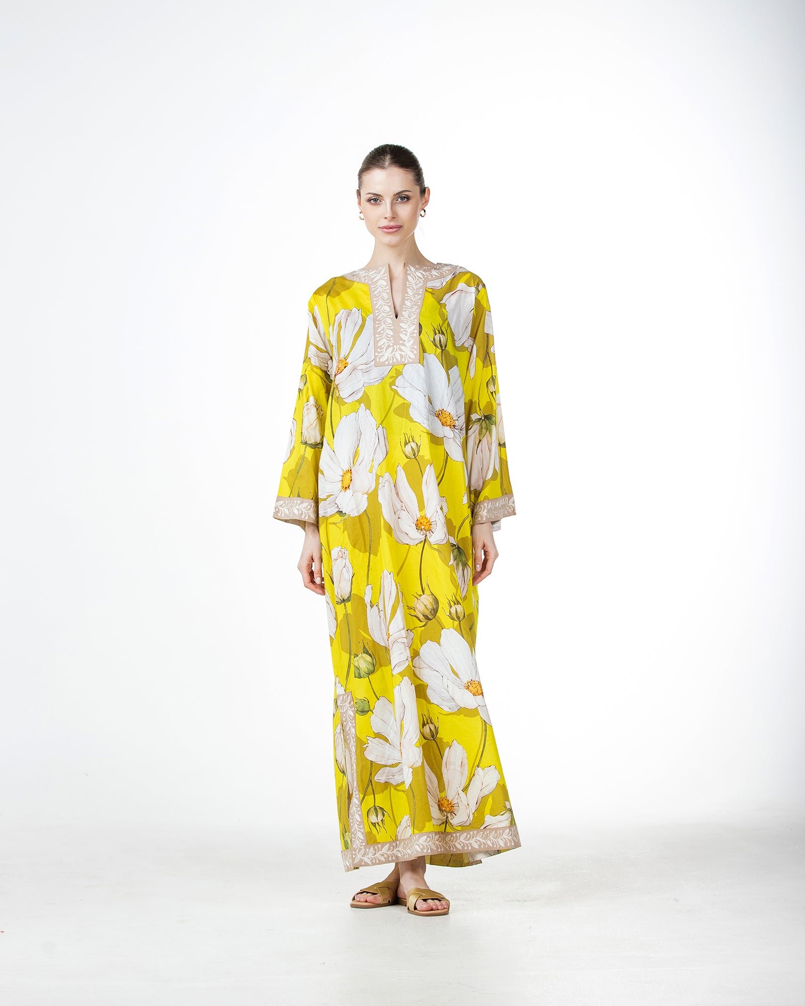  Marwa – Printed Cotton Embroidered Dress